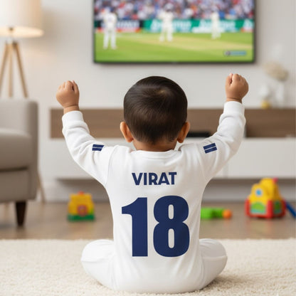 Indian Jersey Romper With Customized Baby Name _ Full  White Romper