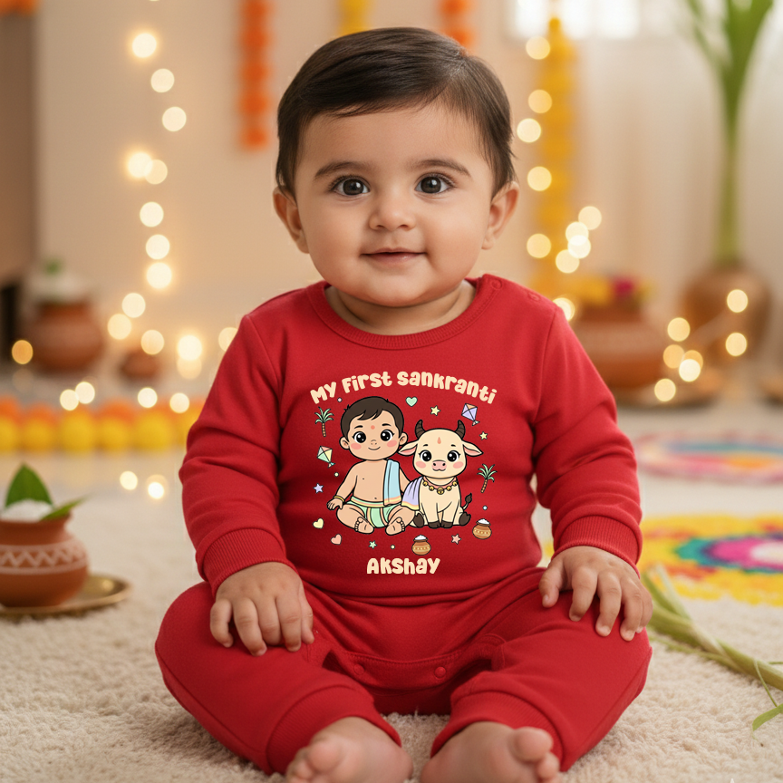 baby Red romper first sankanthri