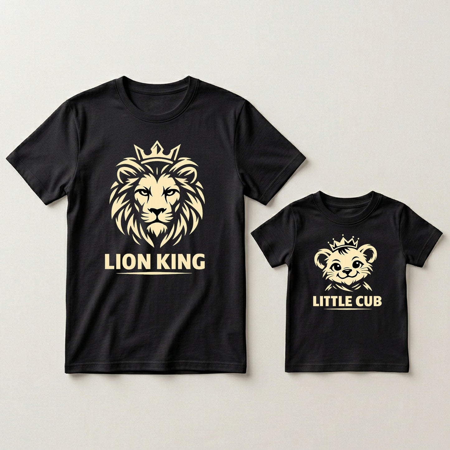 New Born & Baby Clothing | Lion King Little Cub Dad & Son Twinning Black Sets | Soft T-shirt