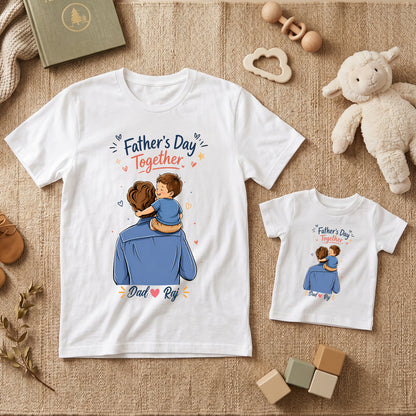 New Born & Baby Clothing | Happy Father's Day Together Dad & Son Twinning White Sets T-shirt  | Soft T-shirt
