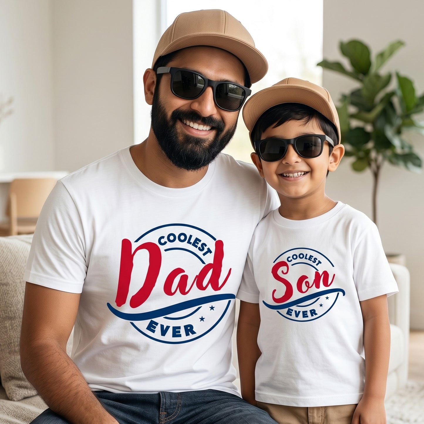 New Born & Baby Clothing | Coolest Dad & Coolest Son Twinning Sets T-shirt | Soft Cotton