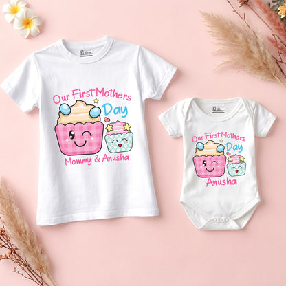 New Born & Baby Clothing | Our First Mother's Day Together With Customized Baby Name Cup Cake | Soft Cotton