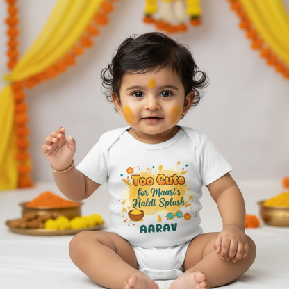 Too Cute For Maasi's Haldi Splash With Customized Baby Name _ White Oneises