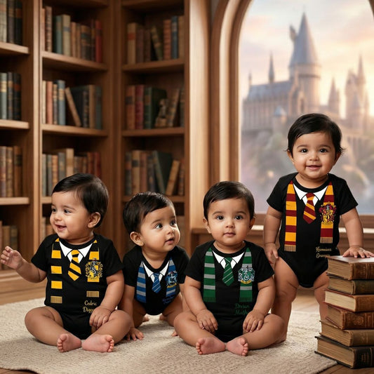New Born & Baby Clothing | Four Houses Harry Porter Combo  With Customized Baby Name | Soft Cotton