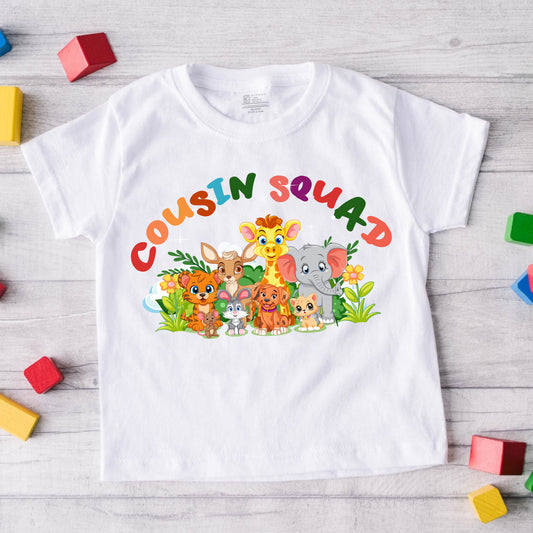 Cousin Squad with Customised Name_ White Tee