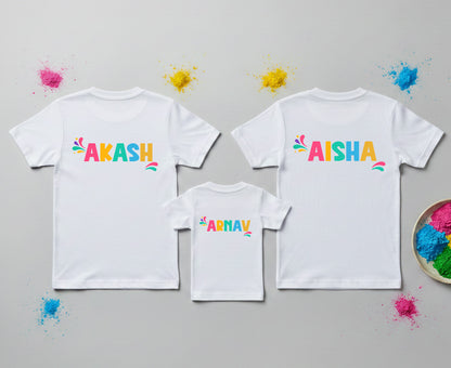 Matching Let's Play Holi Family T-Shirts | Cotton Set