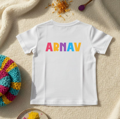 New Born & Baby Clothing | Baby My First Holi T-shirt With Customized Baby Name At The Back | Soft Cotton
