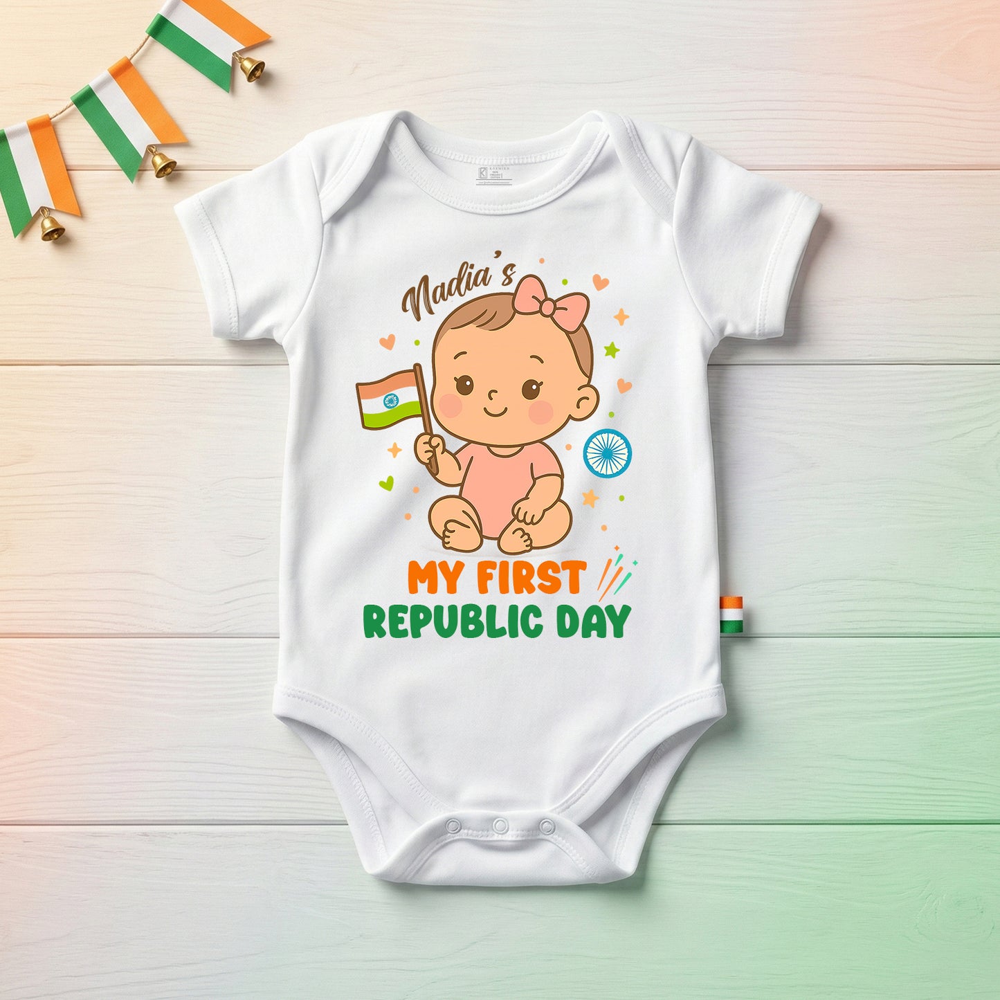 New Born & Baby Clothing | Giggle First Republic Day With Customized Baby Girl Name | Soft Cotton
