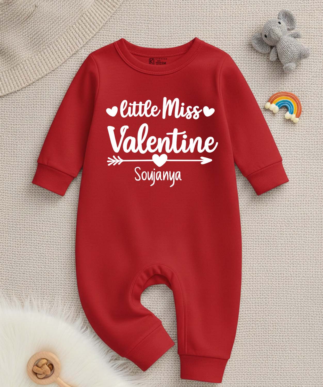 New Born & Baby Clothing | Baby’s First Valentine Outfit –  Little Miss Valentine With Customized Baby Name  | Soft Cotton