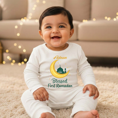 Newborn & Baby Clothing | Baby Blessed First Ramadan Romper With Personalized Name | Soft Cotton