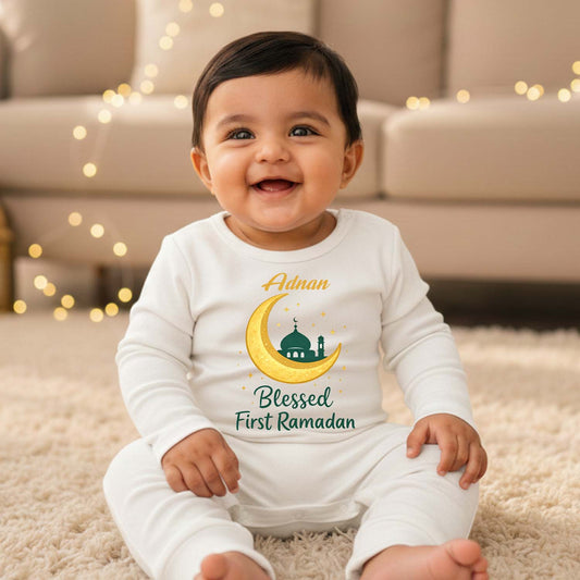 Newborn & Baby Clothing | Baby Blessed First Ramadan Romper With Personalized Name | Soft Cotton