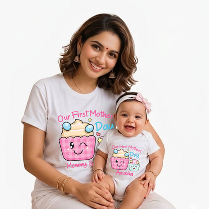 New Born & Baby Clothing | Our First Mother's Day Together With Customized Baby Name Cup Cake | Soft Cotton