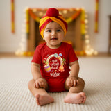 first lohri baby dress red cotton romper