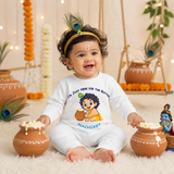 I Am Just Here For The Butter with customised Baby name_ White Full Romper