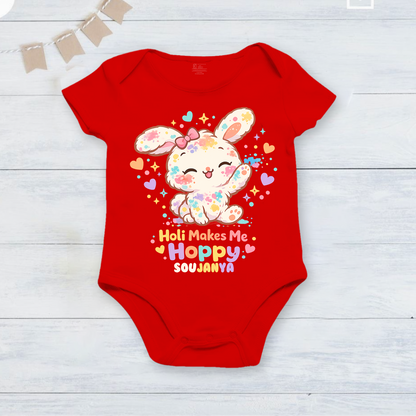 New Born & Baby Clothing | Holi Makes Me Happy  With Customized Baby Name Red Holi Dress | Soft Cotton