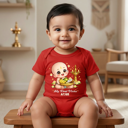 New Born & Baby Clothing | My First Vishu With Customized Baby Boy Name | Soft Cotton