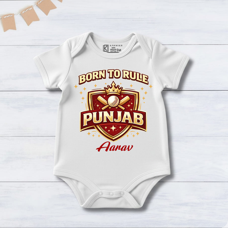New Born & Baby Clothing | Born To Rule Punjab With Customized Baby Name | Soft Cotton