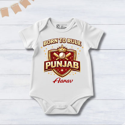New Born & Baby Clothing | Born To Rule Punjab With Customized Baby Name | Soft Cotton