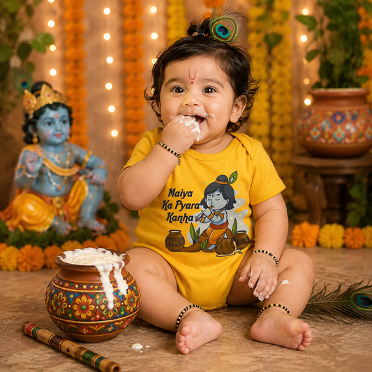 Maiya ka pyara kanha _Yellow Onesie