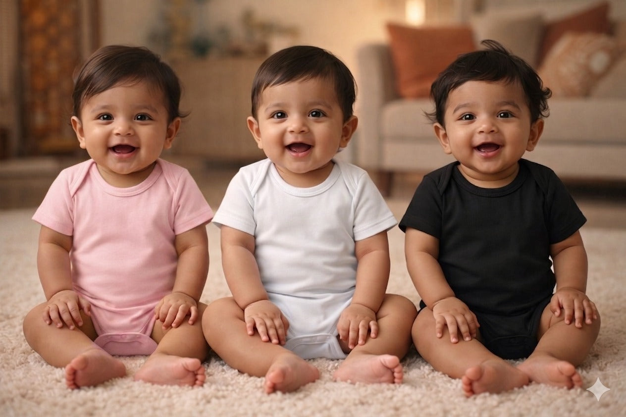 New Born & Baby Clothing | Plain Soft Cotton colour combo 3 Rompers | Soft Cotton