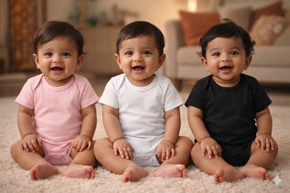 New Born & Baby Clothing | Plain Soft Cotton colour combo 3 Rompers | Soft Cotton