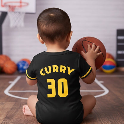 Black Basketball Jersey Inspired With Customized Baby Name Bodysuit _  Black Bodysuit