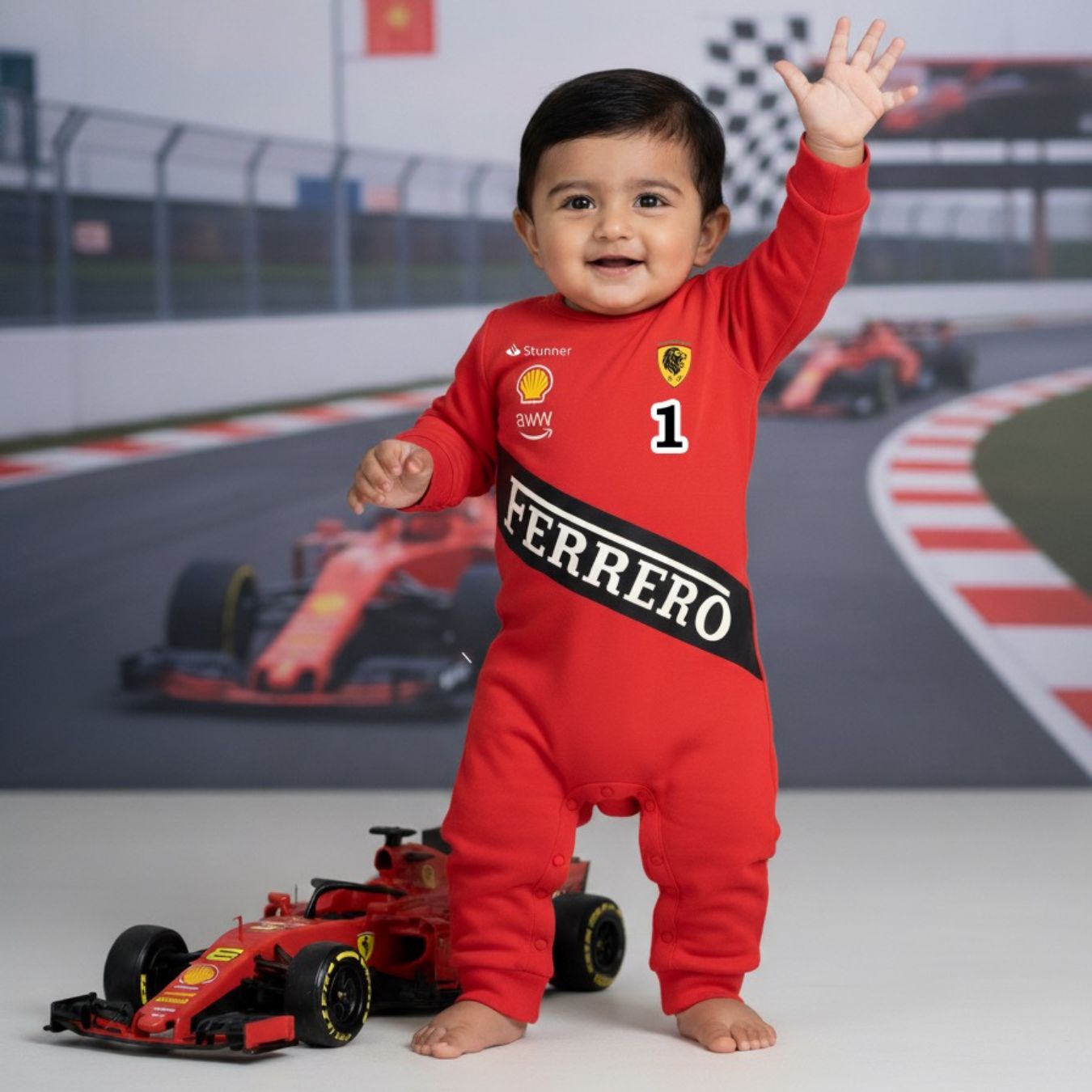 Little Racer Inspired Ferrari  _ Red Full Romper