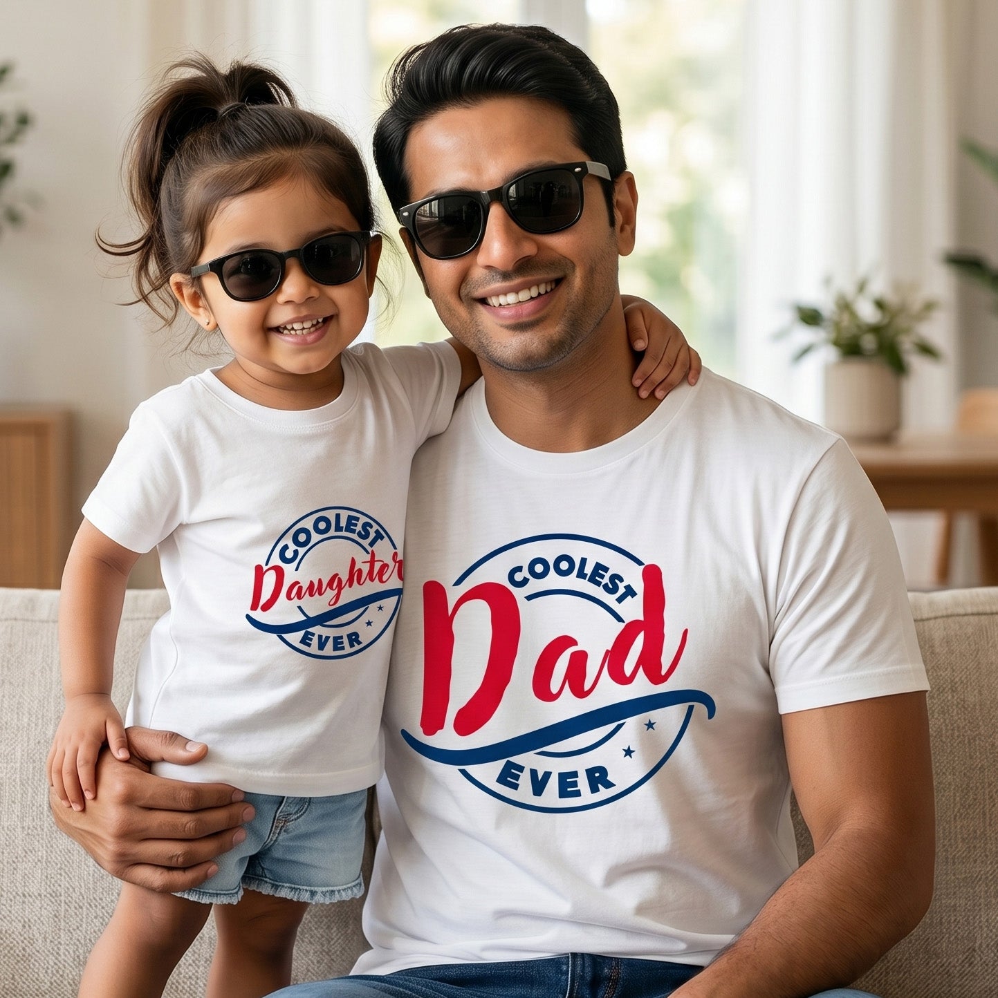 New Born & Baby Clothing | Coolest Dad & Coolest Daughter Twinning Sets T-shirt  | Soft Cotton