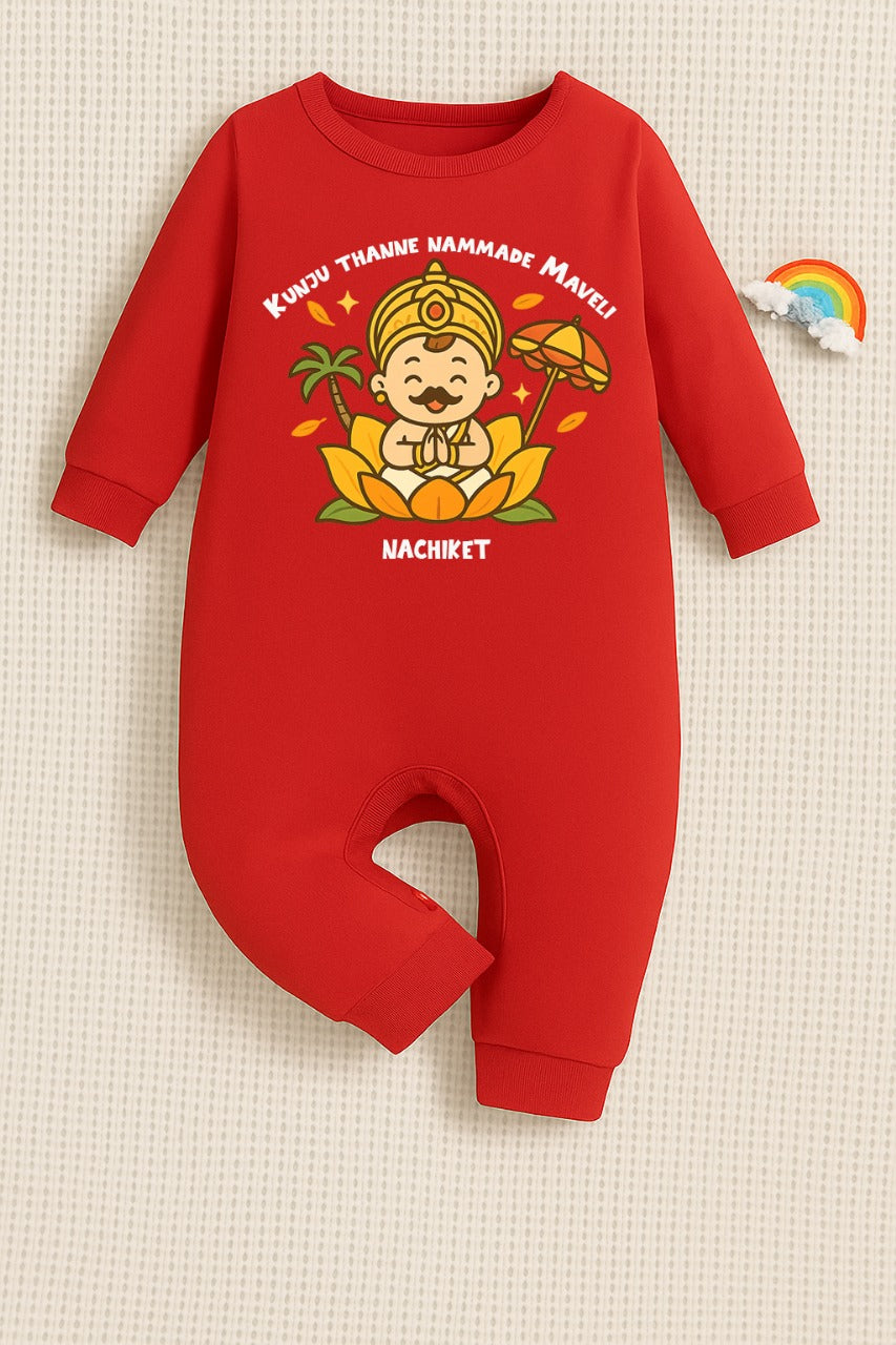 Our Baby is our Mahabali with customised name_ Red Full Romper