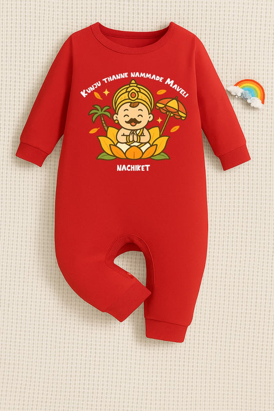 Our Baby is our Mahabali with customised name_ Red Full Romper