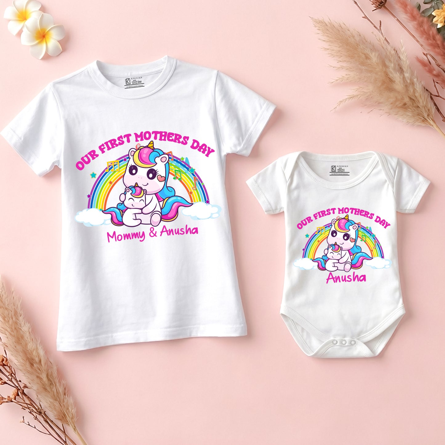 New Born & Baby Clothing | Our First Mother's Day Together With Customized Baby Name Unicorn | Soft Cotton
