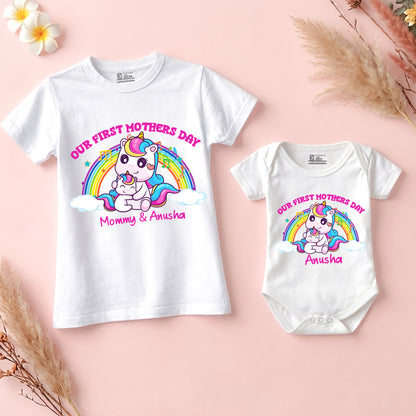 New Born & Baby Clothing | Our First Mother's Day Together With Customized Baby Name Unicorn | Soft Cotton