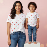 New Born & Baby Clothing | Baby’s First Valentine Outfit – Mom & Kid White T-shirt  Duo | Soft Cotton