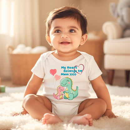 New Born & Baby Clothing |  My Heart Belong To Mom Valentine Baby Romper | Soft Cotton