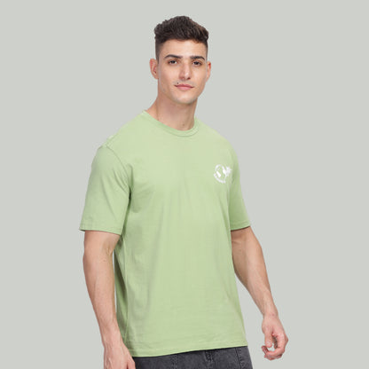 Men Drop-shoulder Loose Fit premium organic cotton Eco Tshirt Sage Green