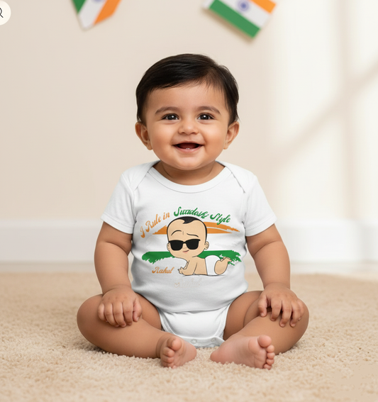 New Born & Baby Clothing | I Rule In Swadeshi Style Design With Customized Name | Soft Cotton