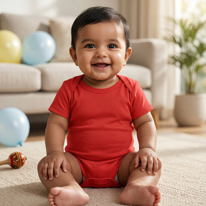 New Born & Baby Clothing | Plain Red Colour Soft Cotton Bodysuits | Soft Cotton