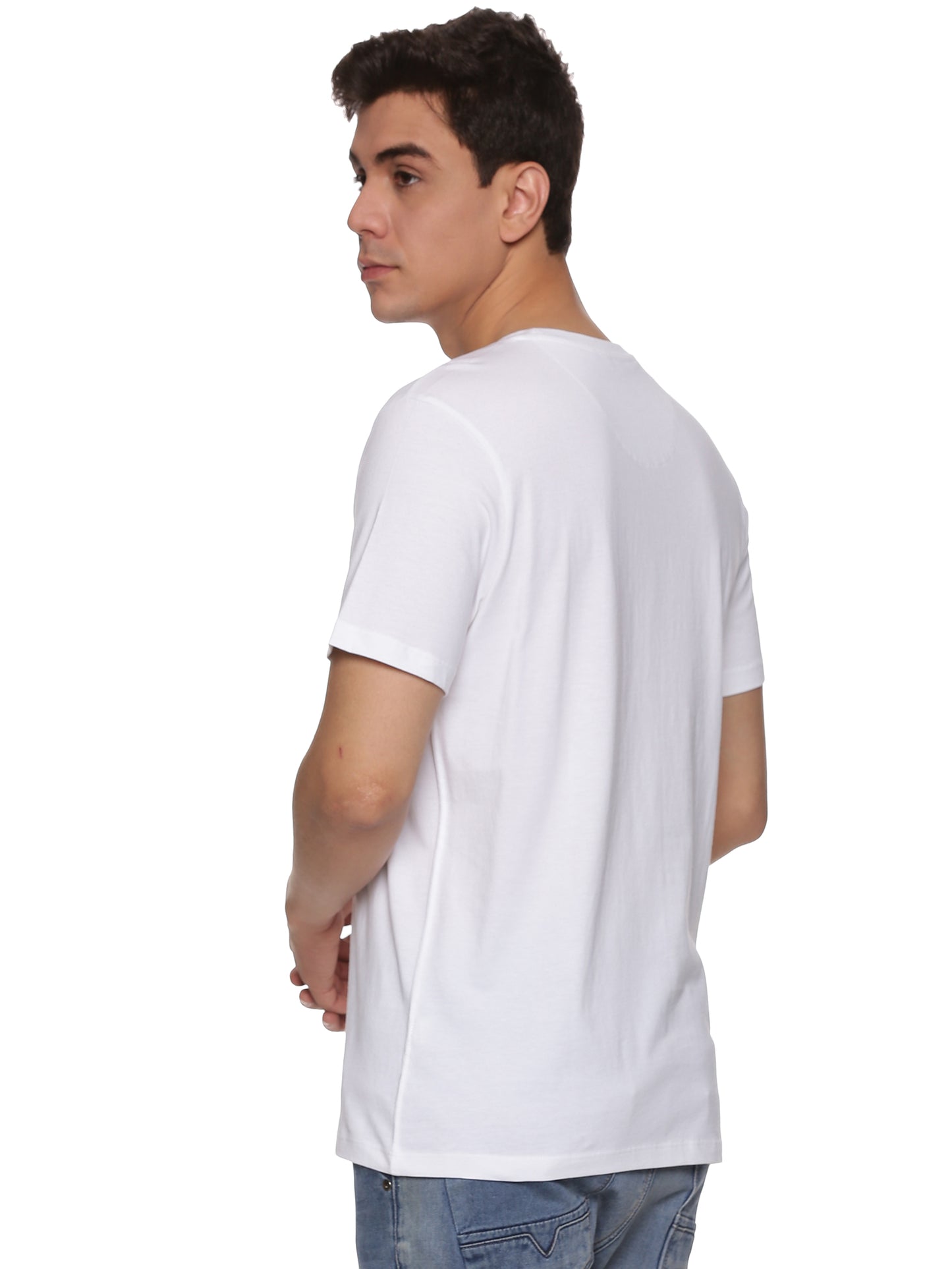 Men Round Neck Basic Organic Cotton T-Shirt White
