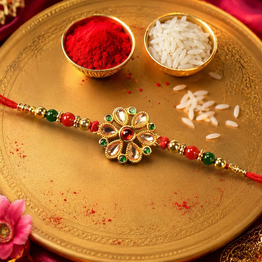 Traditional Kundan Floral Rakhi