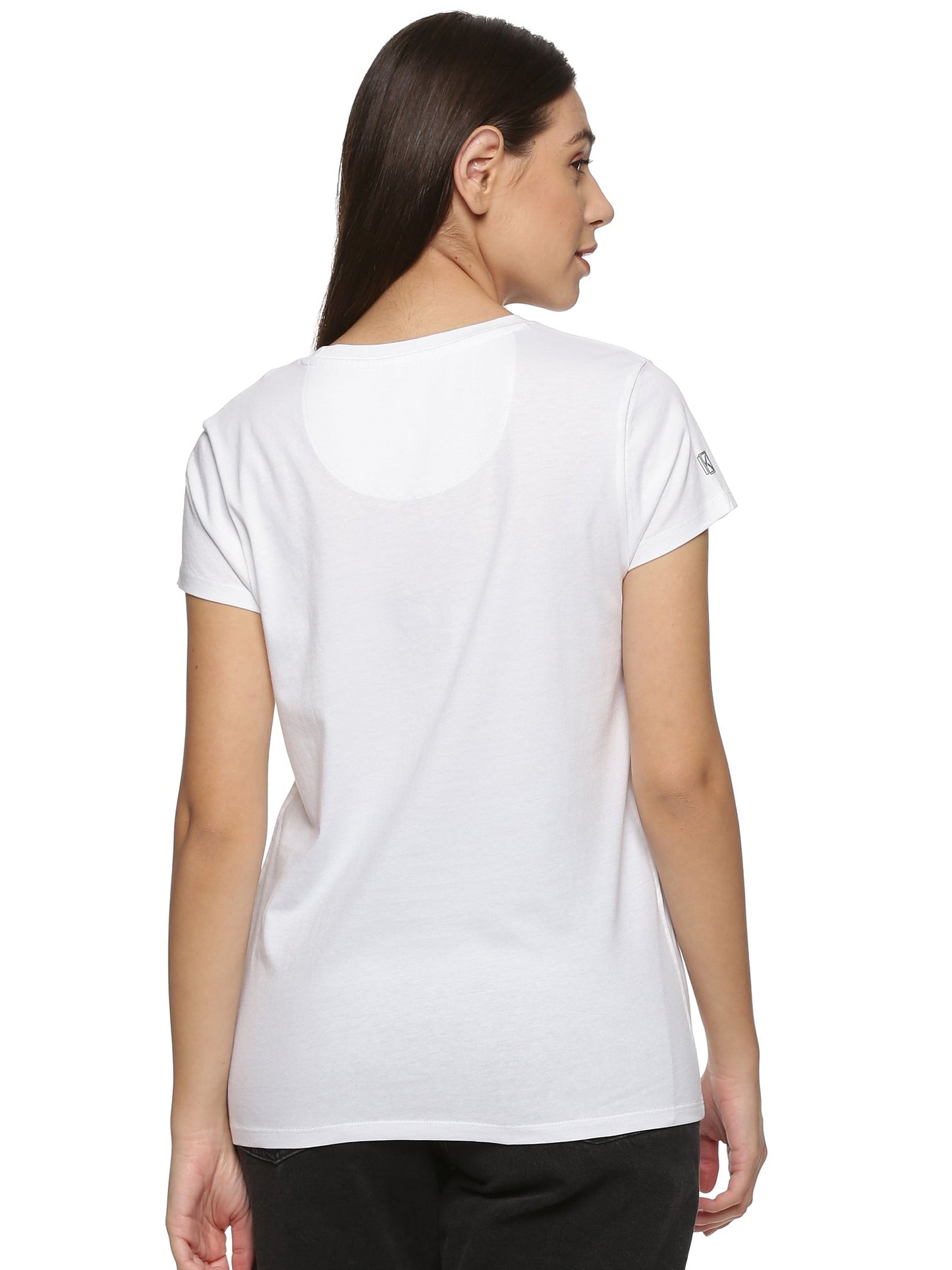 Women Round Neck Classic Karmikh Organic Cotton Tee white