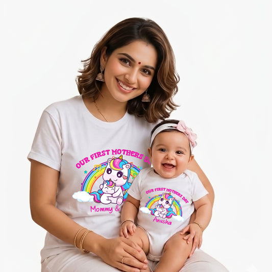 New Born & Baby Clothing | Our First Mother's Day Together With Customized Baby Name Unicorn | Soft Cotton