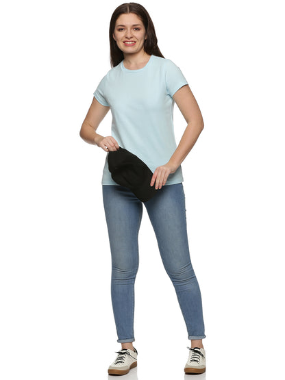 Women Round Neck Basic Organic Cotton Tee spun sugar