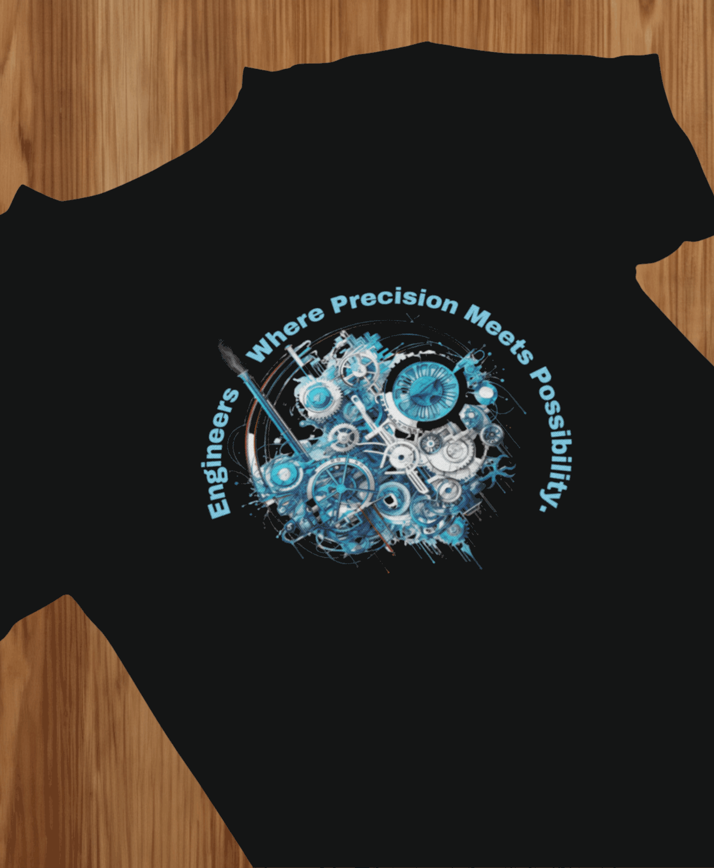 Engineer Themed Blue Graphic  T-shirt