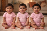 New Born & Baby Clothing | Plain Pink Soft Cotton combo 3 Rompers | Soft Cotton