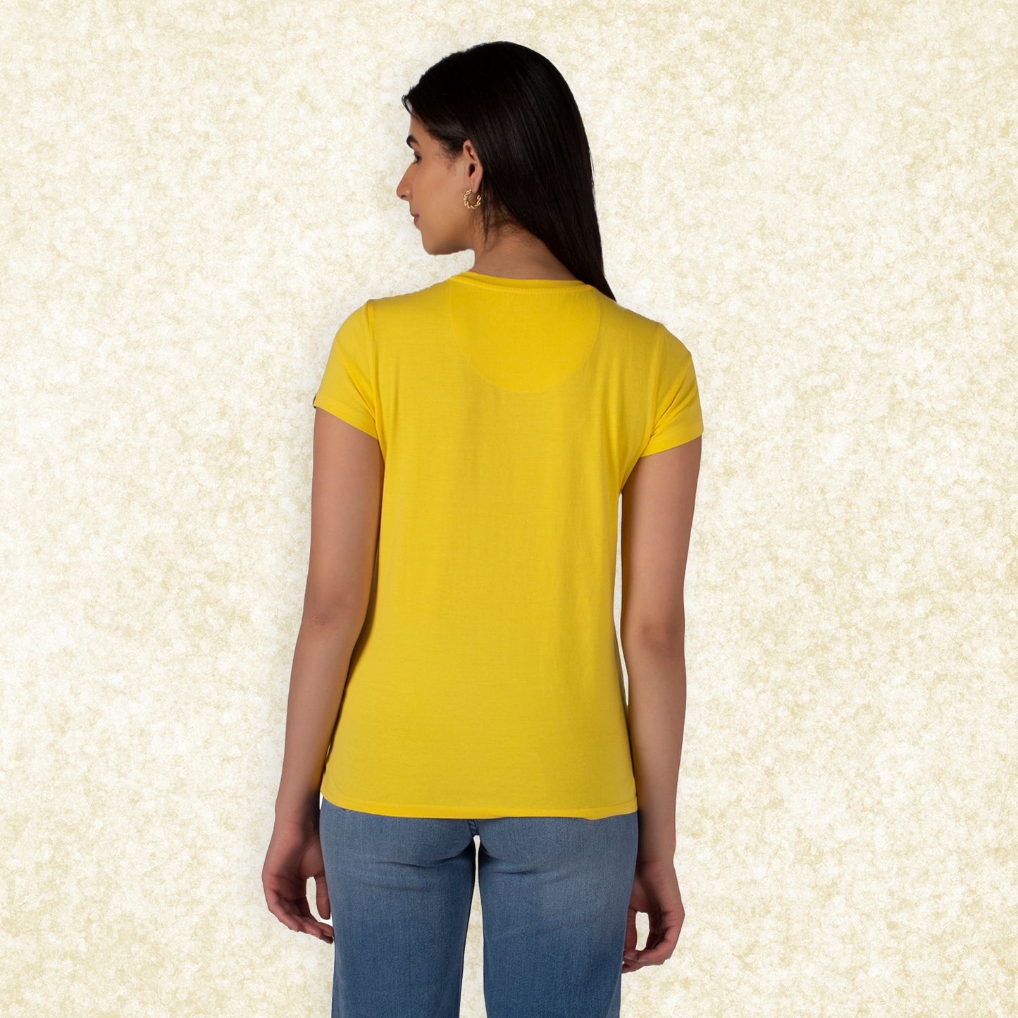 Women Round Neck Premium Organic Cotton ECO Tee Daisy Yellow