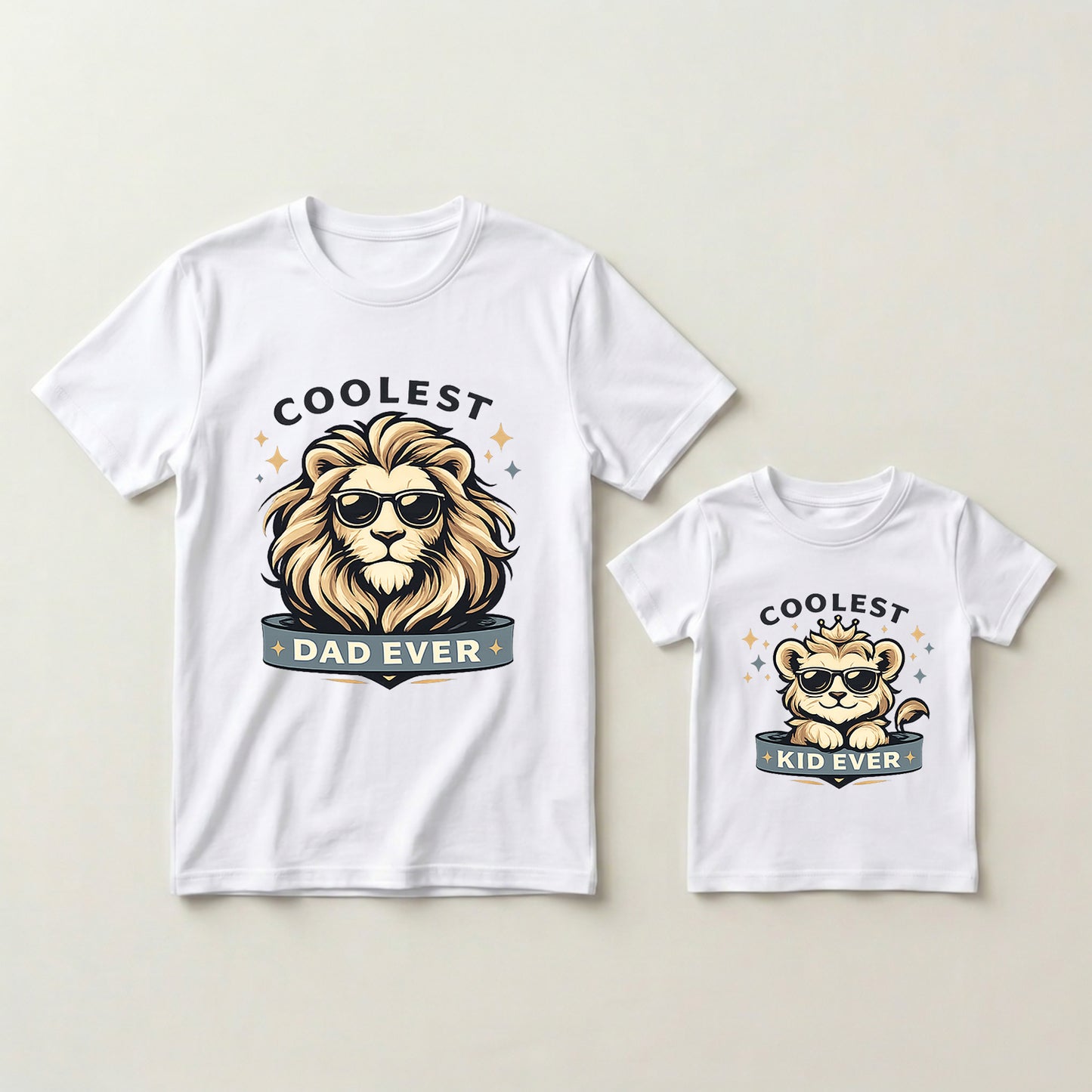 New Born & Baby Clothing | Coolest Dad & Son Twinning White Sets | Soft T-shirt