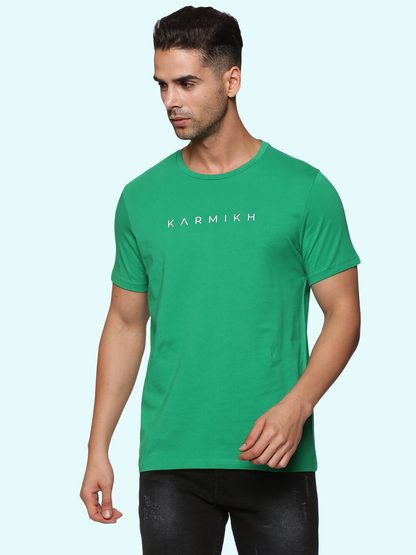 Men Round Neck Classic Karmikh Organic Cotton T-Shirt - Green