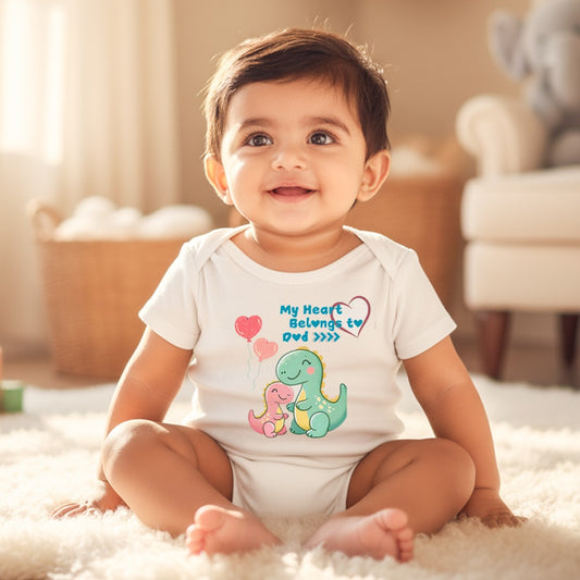 New Born & Baby Clothing | My Heart Belong To Dad Valentine Baby Romper | Soft Cotton