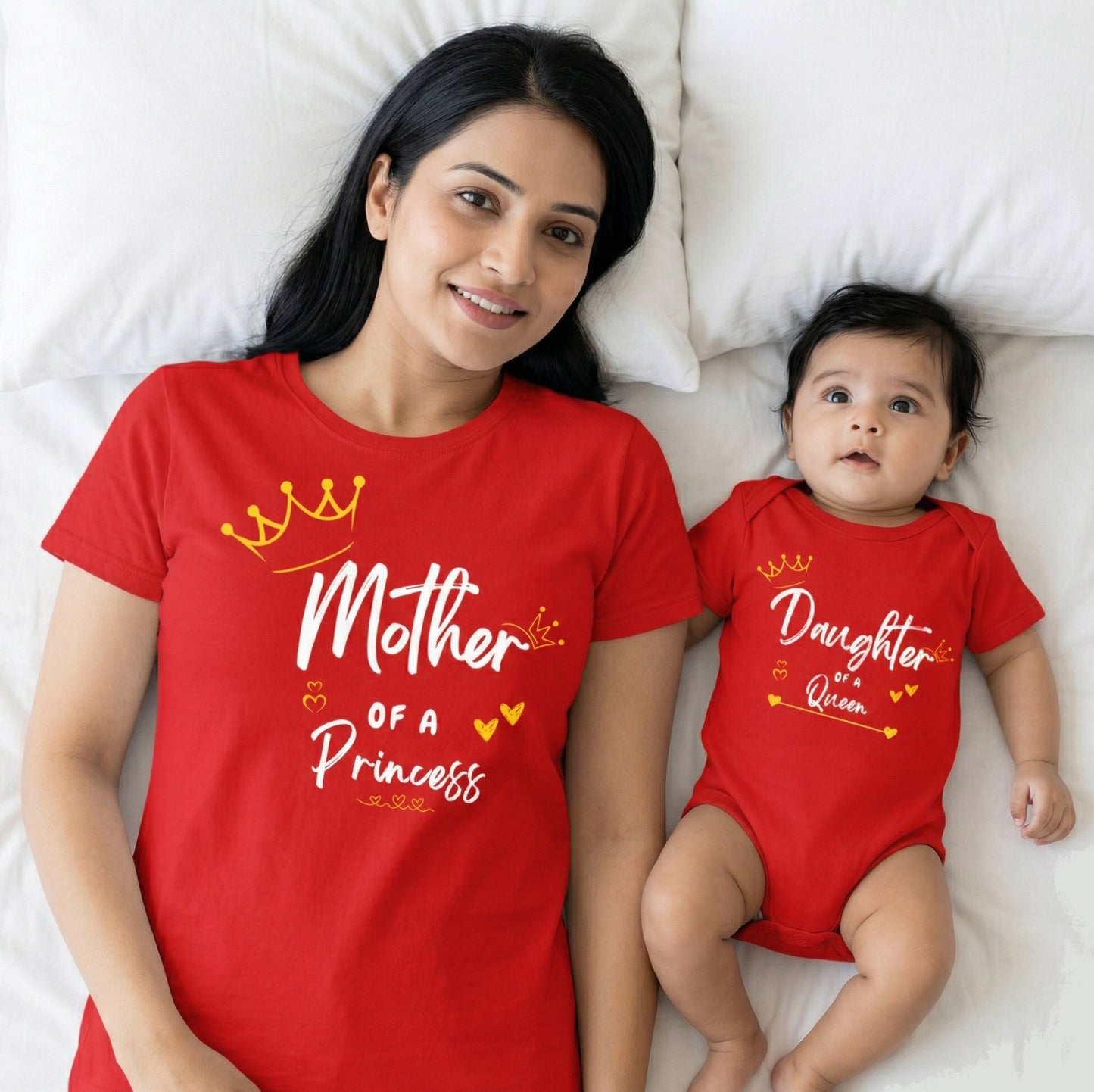 Mother of a princess, Daughter of a queen _ stylish combo red tee