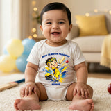 New Born & Baby Clothing | Baby’s CSK Born To Watch Thala Play With Customized Baby Name White Bodysuit  | Soft Cotton